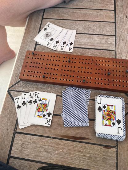 Two cribbage hands. A234 spades, 7JQK clubs. Starter is J clubs.