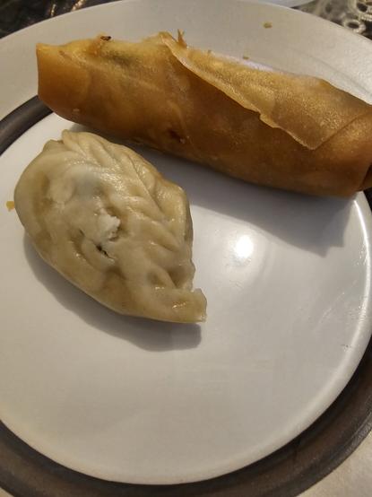 Un donoling junto a un rollito primavera