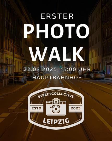 Nächtliche Szene auf der Eisenbahnstraße mit den Daten des ersten Photo Walks des Streetcollective Leipzig.