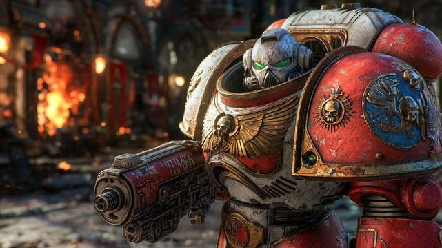 Gardien Impérial
Guerrier en armure massive, orné de symboles impériaux, tenant une arme futuriste au cœur d’un champ de bataille en flammes, prêt à défendre son empire.
Heavily armored warrior, adorned with imperial symbols, wielding a futuristic weapon in the midst of a burning battlefield, ready to defend his empire.