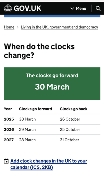 List of daylight saving dates for the UK