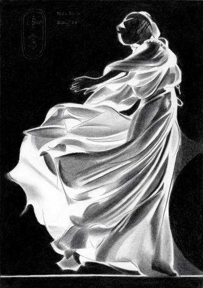 Gjon Mili

This graphite pencil drawing ‘Neo Deco - 10-03-25’ is dedicated to the impressive work of Albanian photographer Gjon Mili. Recently I discovered his photographs online searching for art deco-type female forms in sheer dresses. Flabbergasted I was. What a lovely feel for hefty tonality! Enough reason to honor him and take one of his photos as artistic motif. It’s a picture from 1945 and apparently it served as a cover photo for Time Magazine back then. It’s almost as if this image marks an entire era coming to an end. Not coincidentally coinciding with the ending of World War II you’d say. Strolling throug his work I also saw later work from the 1950s. A whole new ball game. Much lighter photography. Equally impressve but I’d trade them in for the chiaroscuro play of light and dark any time.

Dressed up

Lately I am interested in dressing up women again. Female forms in the nude are attractive to draw of course but I wanted something new. Attire can give me that and I got inspired by drawing Carole Lombard. Folds can take on any shape. Roundish but also very straight looking. They support the overall bodyshape, especially when they shimmer through just as in ‘Sheer Deco Nude – 14-10-22’. Selecting and drawing those folds wasn’t very difficult. In fact I quite liked the result. It became more abstracted and cubistically styled than it lets on. And why not? Sheer copying is not my cup of tea and I wanted to enforce the art deco feel even more.