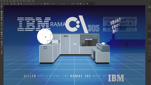 IBM RAMAC 305 retro-computer illustration