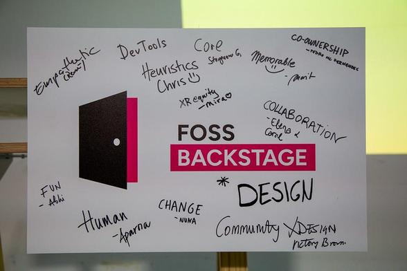 FOSS Backstage Design sign
