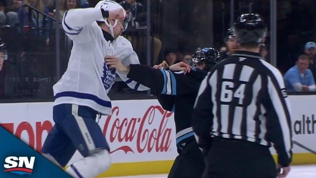 Maple Leafs' Simon Benoit Goes Airborne In Wild Scrap With Michael Kesselring