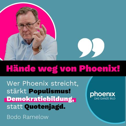 PHOENIX ist mehr als ein Fernsehsender. Er ist ein demokratisches Grundversprechen: Politik transparent, ungekürzt und für alle zugänglich zu machen. In einer Zeit, in der Populismus und Fake News um sich greifen, brauchen wir mehr politische Bildung und unabhängige Berichterstattung, nicht weniger! 

Natürlich braucht der öffentlich-rechtliche Rundfunk Reformen. Doch anstatt auf Kürzungen bei wichtigen Inhalten - wie Phoenix sie liefert - zu setzen, braucht es eine echte Reform, die Einflussnahme (durch beispielsweise Werbung und Sponsoring) begrenzt, mit transparenten Rundfunkräten, fairer Finanzierung und einem klaren Fokus auf Bildung, Kultur und investigative Berichterstattung statt Quotenjagd.

Ich rufe alle Ministerpräsidentinnen und Ministerpräsidenten, auch den Thüringer Ministerpräsidenten Mario Voigt auf, sich klar für den Erhalt von PHOENIXeinzusetzen. Wer politische Bildung ernst nimmt, kann diesen Sender nicht einfach streichen!