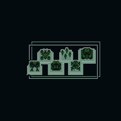 Two rows of three (6 in total)  type of units that might be in an RTS game. Top row left to right a drone/quadcopter looking thing, a group 4 soldiers a tank, bottom row: a small mech, a cannon turret and a buggy with a light gun