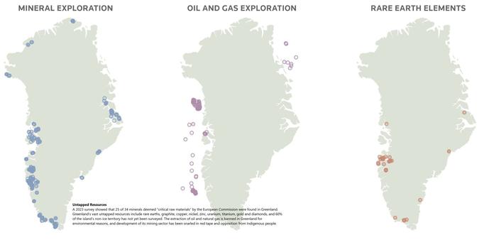 maps - Untapped resources - A 2023 survey showed that 25 of 34 minerals deemed “critical raw materials” by the European Commission were found in Greenland.