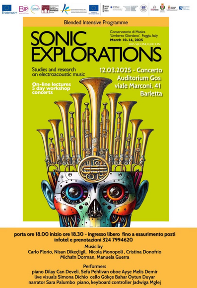 Manifesto del concerto annunciato, Sonic Explorations 2nd edition, presso Auditorium del Laboratorio Urbano GOS di Barletta
