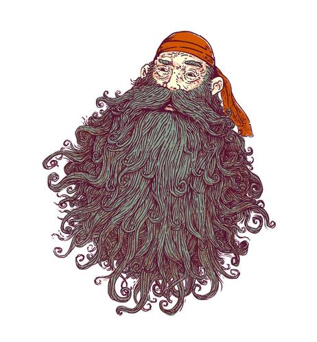 Illustration of a pirate with a very large beard