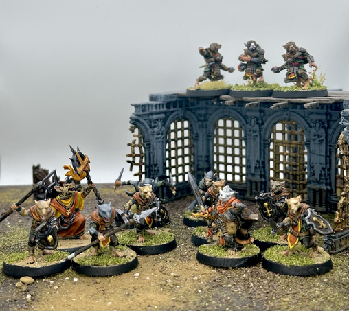 A skirmish team of Ratmen miniatures