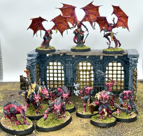 A skirmish team of Daemons of War miniatures