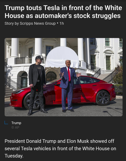 President Donald Trump and Elon Musk showed off several Tesla vehicles in front of the White House on Tuesday.
