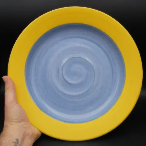 Platter in Nassau blue and Tumeric matte. Available at the Northside Open Studios Tour April 26th and 27th.