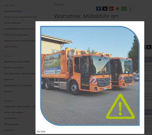 Landkreishomepage Müllwagen