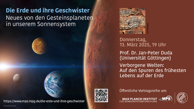 Donnerstag, 13. März 2025, 19 Uhr
Prof. Dr. Jan-Peter Duda (Universität Göttingen)
Verborgene Welten: Auf den Spuren des frühesten Lebens auf der Erde
