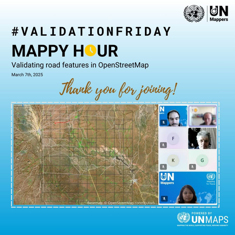 Mappy hour poster: map showing roads in somalia and group photo