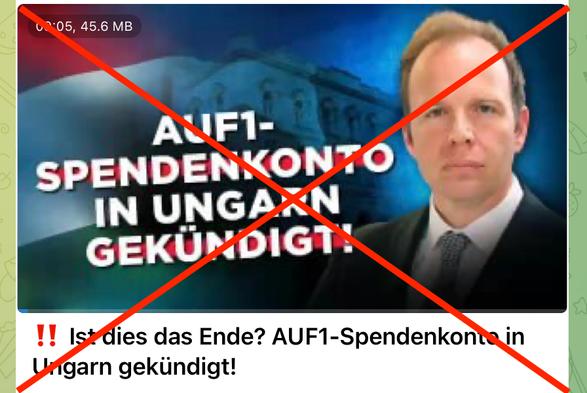 Bild Stefan Magnet - Text: "AUF1-Spendenkonto in Ungarn gekündigt
‼️ Ist dies das Ende? AUF1-Spendenkonto in Ungarn gekündigt!"