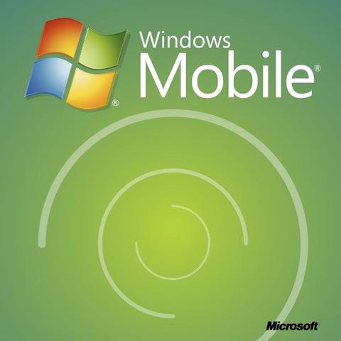 The Windows Mobile logo.  It has the familiar Windows flag made of 4 squares and a green background with arching lines.