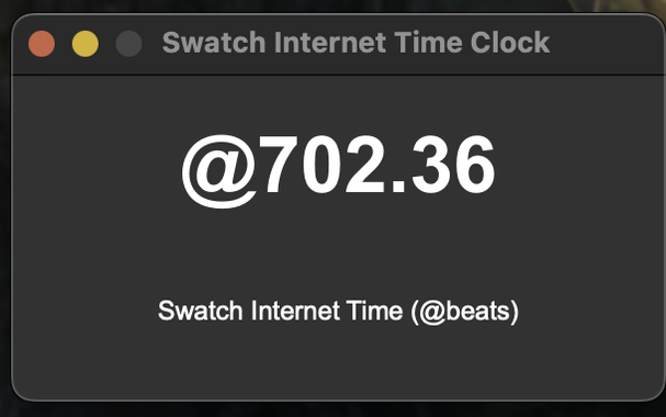 i desktop app displaying the current time in Swatch Internet Time