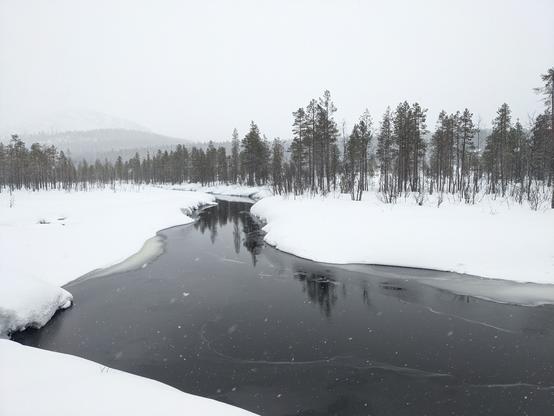 Rivier in sneeuwlandschap