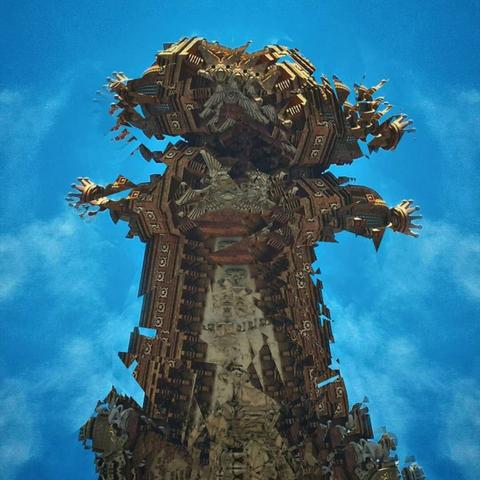 A deconstructed image of a building that looks like a dry tree