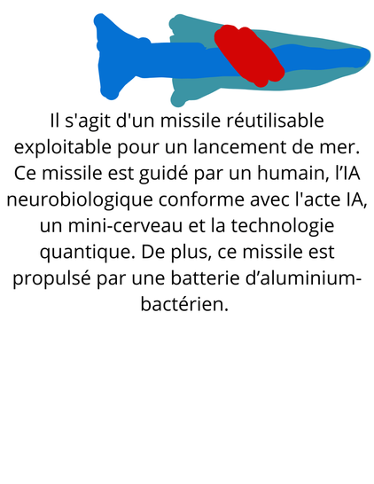 Il s'agit d'un missile réutilisable exploitable pour un lancement de mer. Ce missile est guidé par un humain, l’IA neurobiologique conforme avec l'acte IA, un mini-cerveau et la technologie quantique. De plus, ce missile est propulsé par une batterie d’aluminium-bactérien.