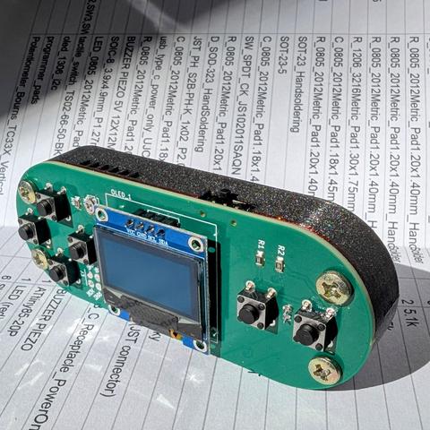 handheld game console with 3d printed case.