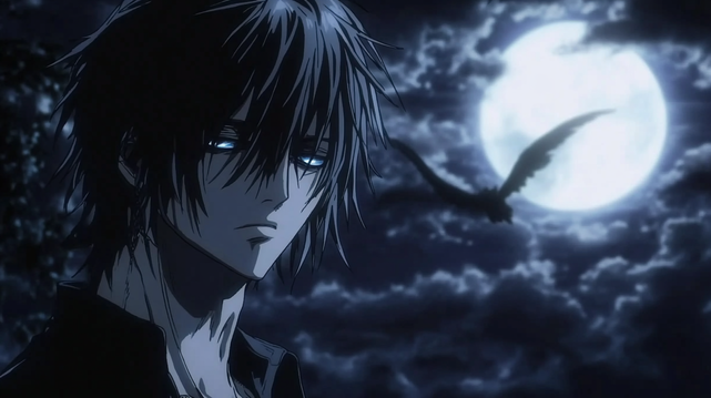 Solitude Nocturne
Un jeune homme aux yeux perçants se tient sous la pleine lune, baigné dans une lumière spectrale. Une silhouette ailée fend le ciel nocturne, entre présage et malédiction, laissant planer un mystère entre ténèbres et destin.
A young man with piercing eyes stands beneath the full moon, bathed in spectral light. A winged figure cuts through the night sky, a presence between omen and curse, leaving an air of mystery between darkness and fate.