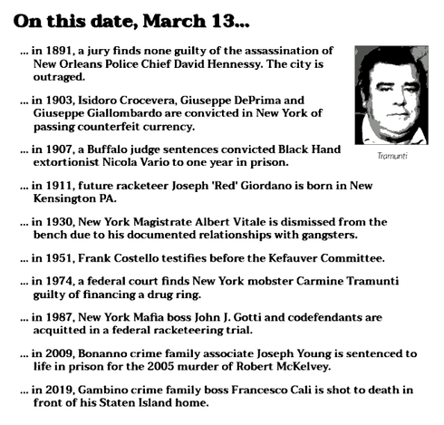 Collection of crime history items from March 13.