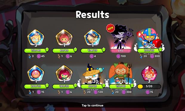 Results of the 10 gacha roll, featuring Black Sapphire Cookie