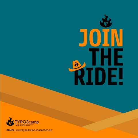Der Satz "Join the ride" wird auf dem Bild in modernem Stil dargestellt.