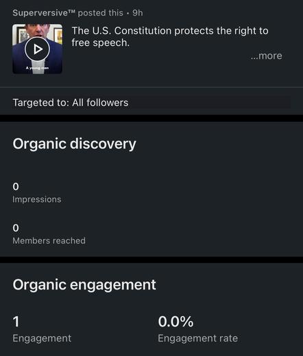 Superversive™ posted this • 9h
The U.S. Constitution protects the right to
free speech.
...more
A young man
Targeted to: All followers
Organic discovery
Impressions
Members reached
Organic engagement
1
Engagement
0.0%
Engagement rate