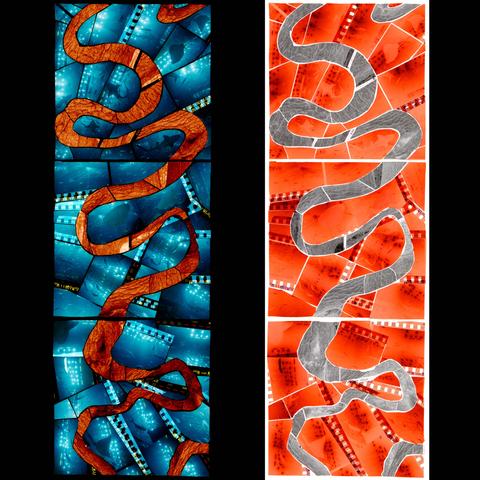 serpentine, 2025 constructed negatives (positive and negative next to one another)