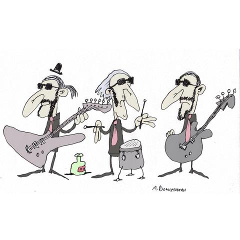 Eine Zeichnung der Band Leistungsträger.