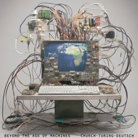 An artistic image of an eviscerated computer.

Title: 
Beyond the Age of Machines
Church-Turing-Deutsch