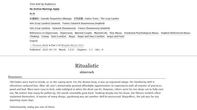 Preview of a fic I wrote called Ritualistic featuring Satanick/Ivlis.
