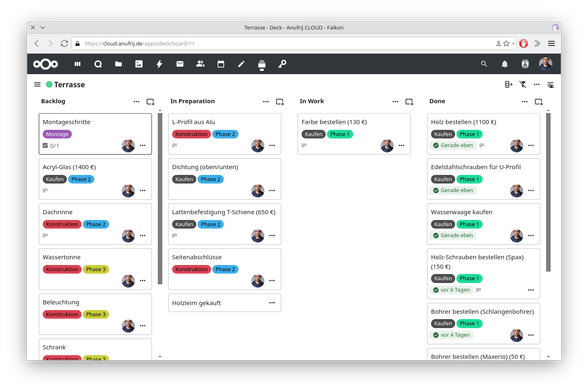 Projektplanung in Nextcloud
