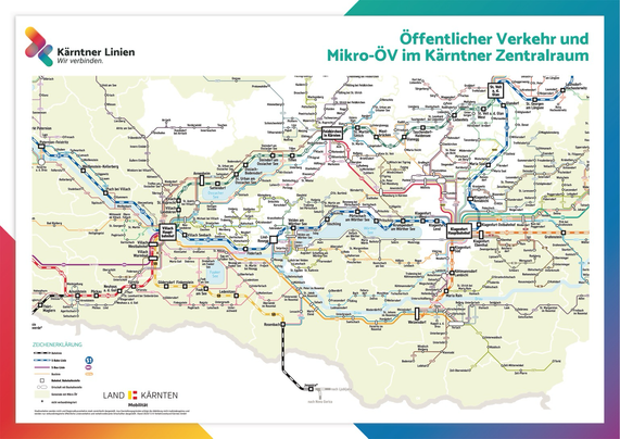 Transit network map of fare integrated routes in Kärnten