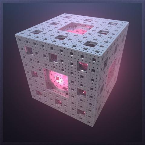 Mit Worten nicht adäquat zu beschreibenes Bild eines dreidimensionalen Fraktales, gerendert mit Mandelbulber 2.