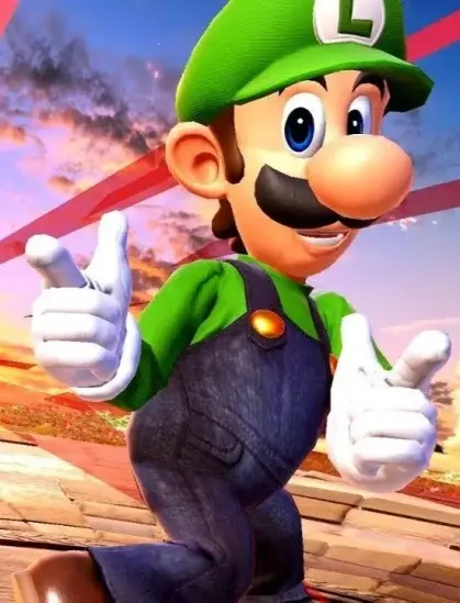 An image of the Nintendo character Luigi, making finger guns at the viewer.