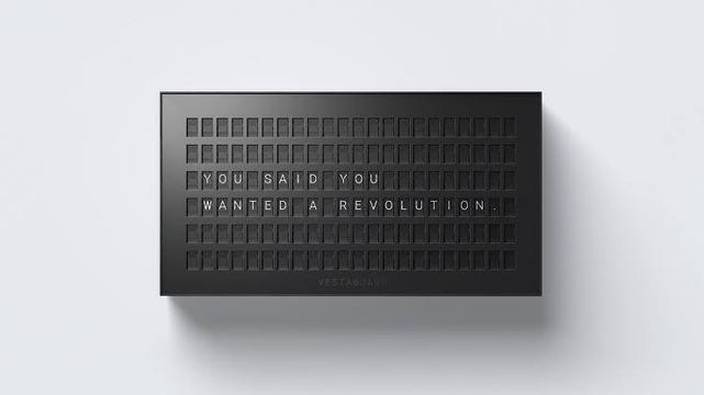 Vestaboard 22x6 electromechanical wall display.