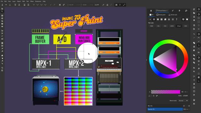 Xerox PARC SuperPaint schematics recreated with Inkscape