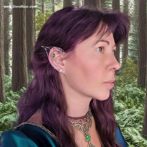 Desert Rose Elf Ear Cuffs on model