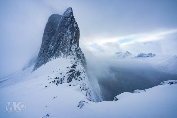 Segla (mountain) on Senja in Norway in winter conditions