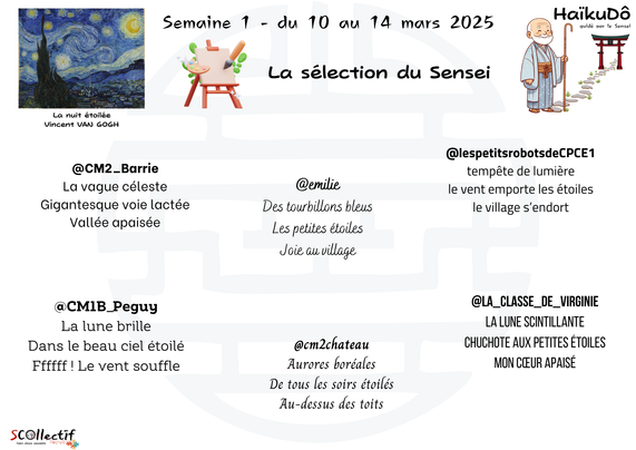 Sélection de Haïkus produits lors de la 1ere semaine du projet HaïkuDô