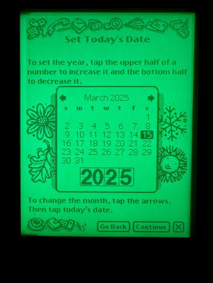 Newton’s “Set Today’s Date” page where I set it to March 15, 2025.