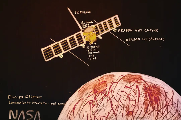 Europa Clipper. An acrylic drawing.