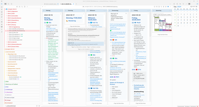 Ein Wochenplan mit Kanban-Board