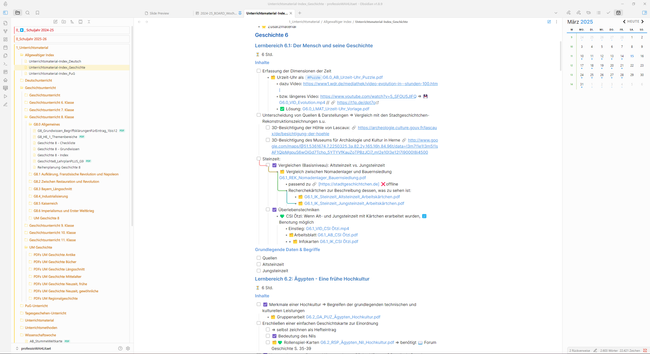 Ein Materialindex in Obsidian, der die bestehende Ordnerstruktur integriert